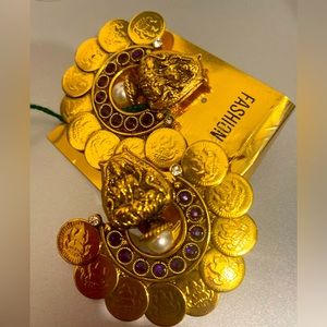 Beautiful  chandbali earrings golden tone